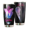 Camellia Personalized Butterfly Daddy And Daughter Stainless Steel Tumbler - Double-Walled Insulation Vacumm Flask - For Thanksgiving, Memorial Day, Christians, Christmas Gift