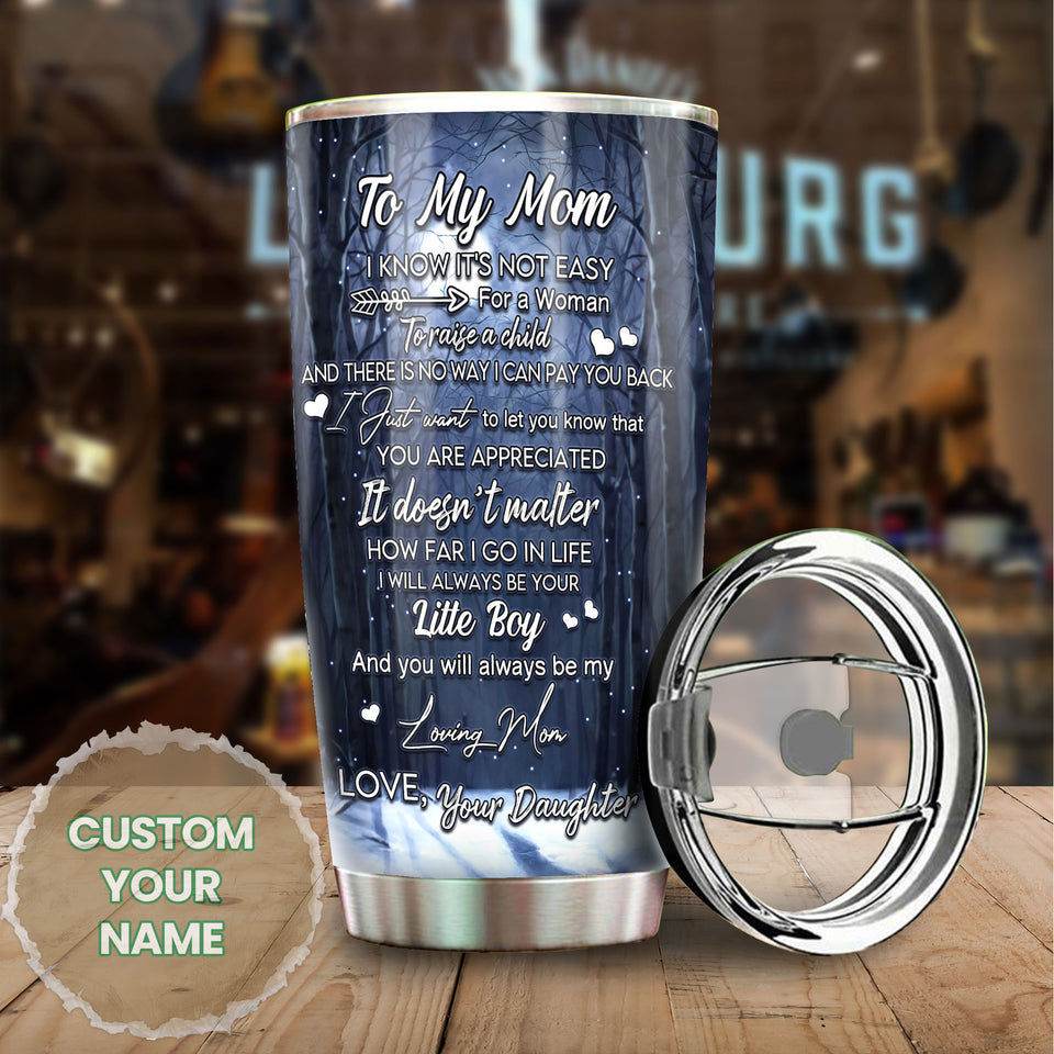 Camellia Persionalized 3D Wolf To My Mom You Will Always Be My Loving Your Daughter Stainless Steel Tumbler - Customized Double - Walled Insulation Travel Thermal Cup With Lid Gift For Mom