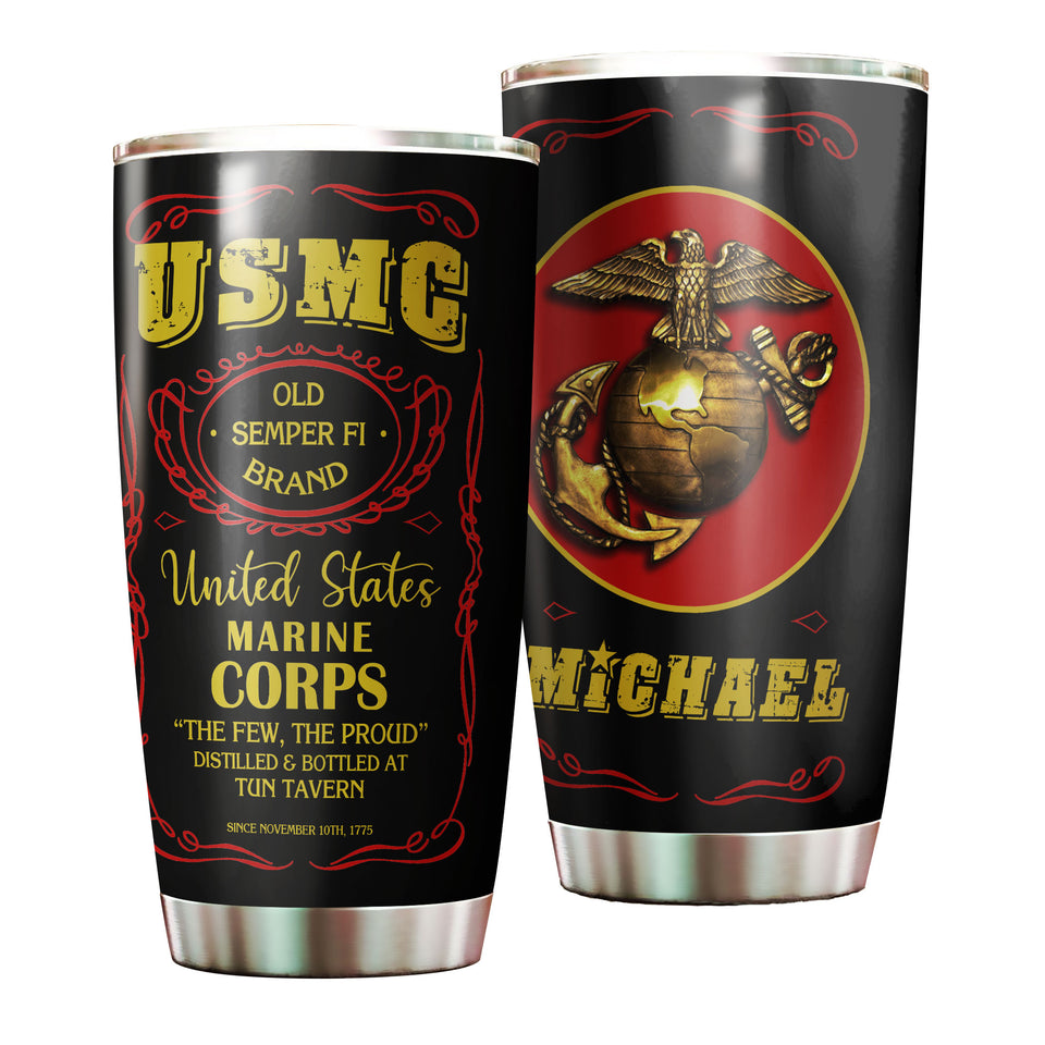 Camellia Personalized United States Marine Corps Stainless Steel Tumbler-Sweat-Proof Double Wall Travel Cup With Lid 02