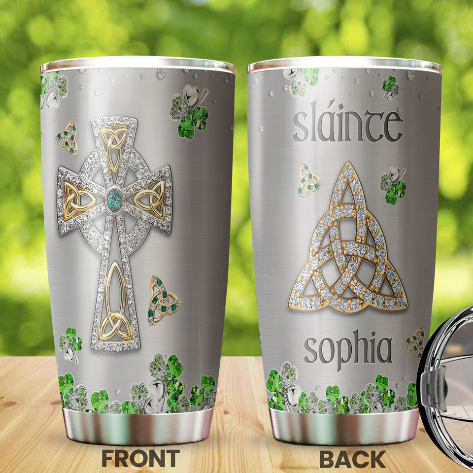 Camellia Persionalized Irish Symbol Jewelry  Style Stainless Steel Tumbler - Customized Double - Walled Insulation Travel Thermal Cup With Lid