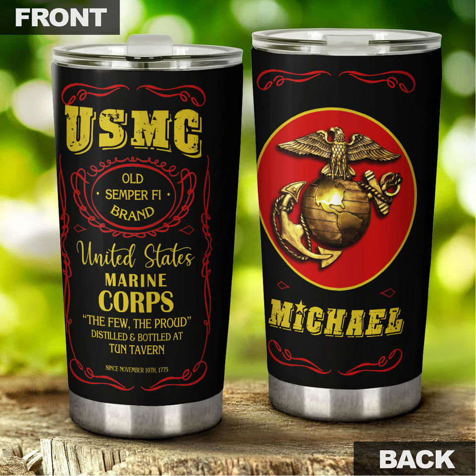 Camellia Personalized United States Marine Corps Stainless Steel Tumbler-Sweat-Proof Double Wall Travel Cup With Lid 02