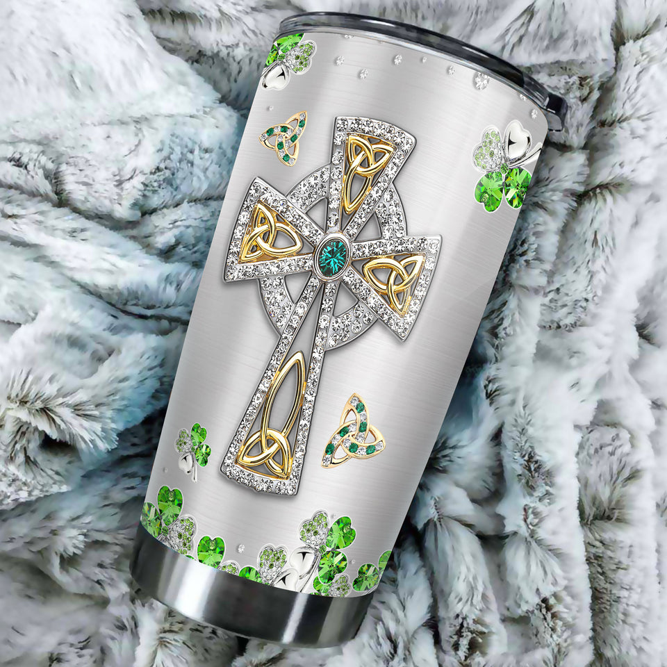 Camellia Persionalized Irish Symbol Jewelry  Style Stainless Steel Tumbler - Customized Double - Walled Insulation Travel Thermal Cup With Lid