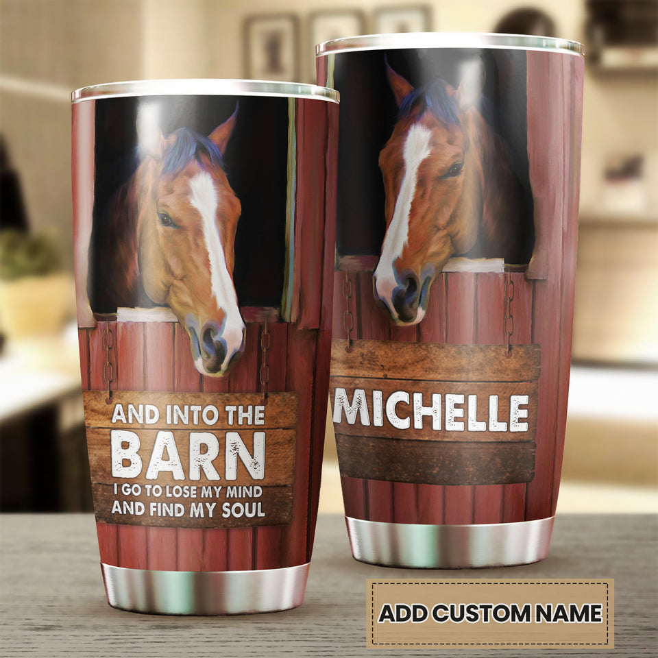 Camellia Personalized Horse Find My Soul Stainless Steel Tumbler - Double-Walled Insulation Vacumm Flask - Gift For Horse Lovers, Cowgirls, Cowboys, Perfect Christmas, Thanksgiving Gift 02