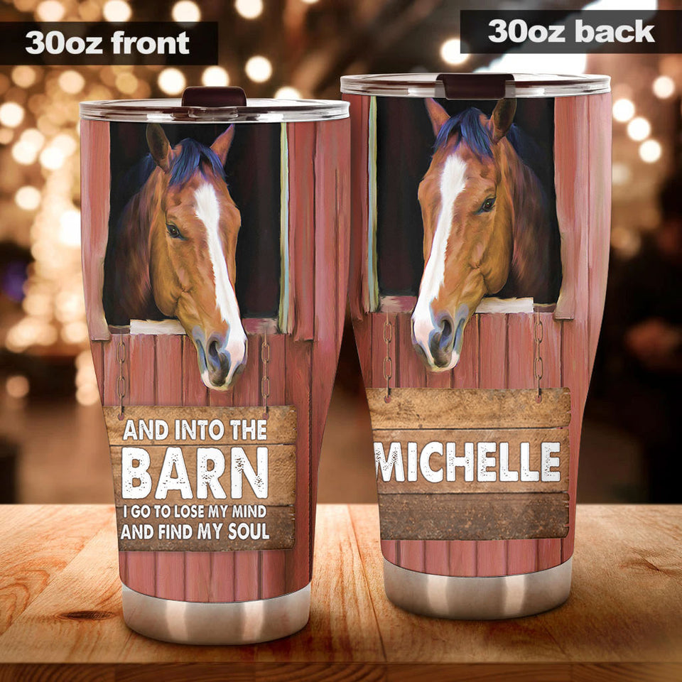 Camellia Personalized Horse Find My Soul Stainless Steel Tumbler - Double-Walled Insulation Vacumm Flask - Gift For Horse Lovers, Cowgirls, Cowboys, Perfect Christmas, Thanksgiving Gift 02
