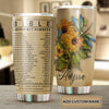 Camellia Personalized Sunflowers Bible Emergency Numbers Stainless Steel Tumbler - Customized Double-Walled Insulation Travel Thermal Cup With Lid Gift For Christian