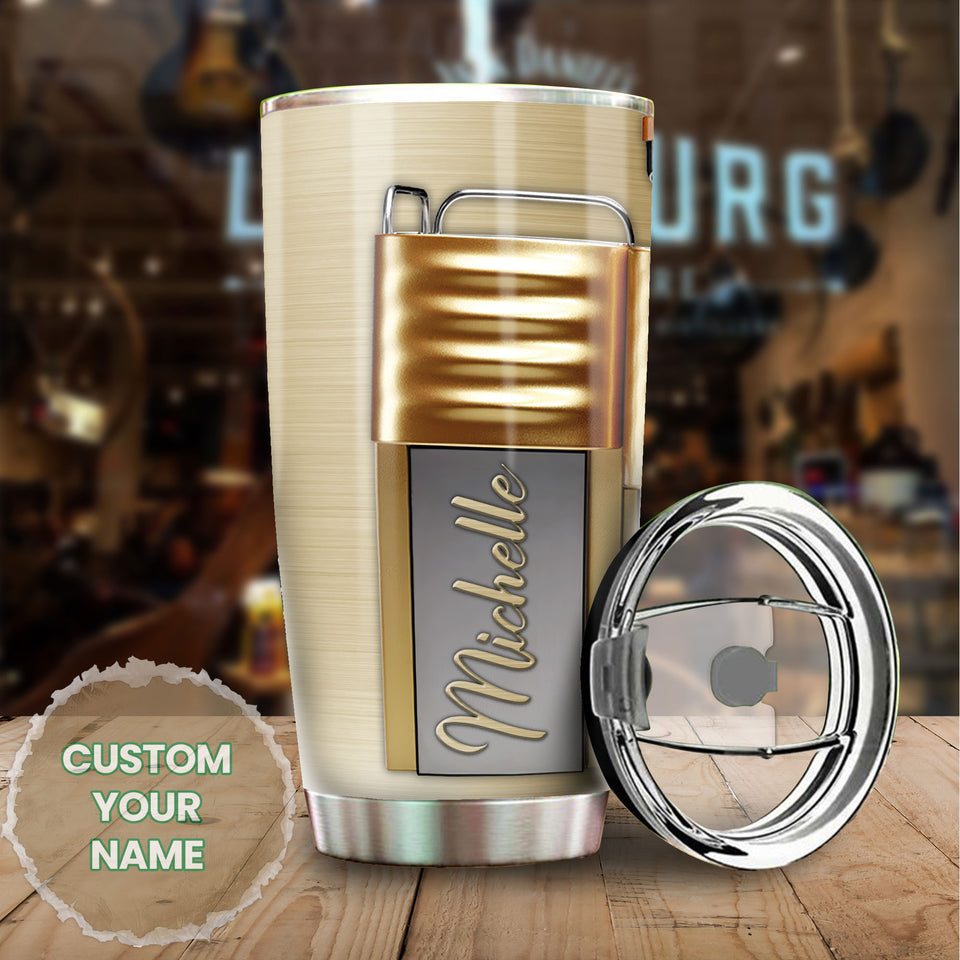 Camellia Personalized 3D Coffee Machine Stainless Steel Tumbler - Customized Double-Walled Insulation Travel Thermal Cup With Lid Gift For Coffee Maker