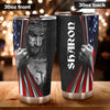 Camellia Personalized God And American Flag Don't Be Afraid Stainless Steel Tumbler-Thermal Flask Travel Therma Cup With Lid