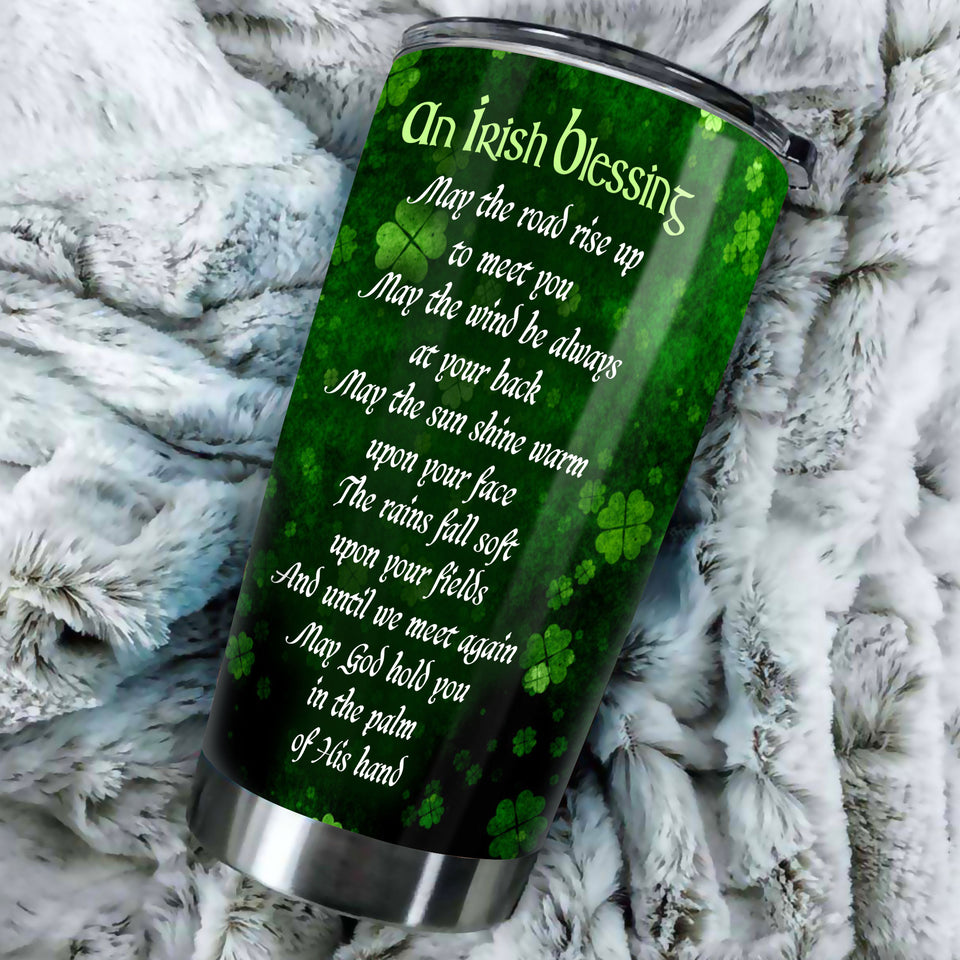 Camellia Personalized An Irish Blessing May God Hold You In The Palm Of His Hand Stainless Steel Tumbler - Customized Double-Walled Insulation Travel Thermal Cup With Lid
