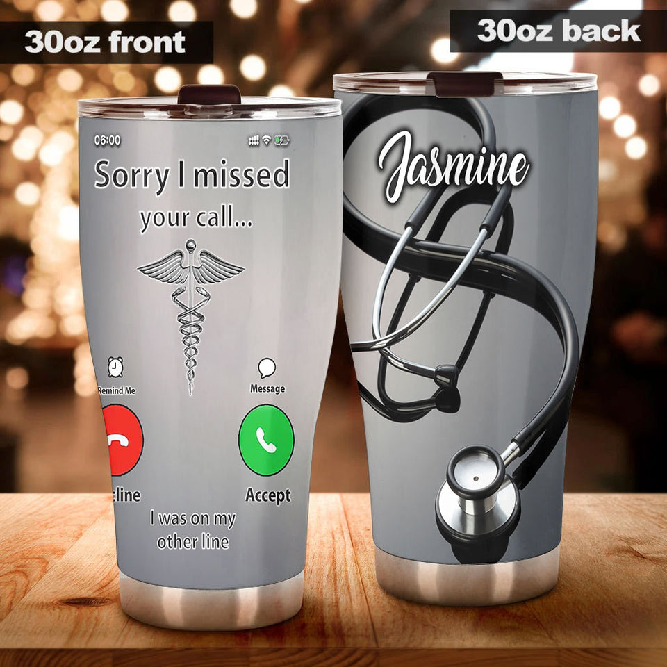Camellia Personalized Nurse Calling Stainless Steel Tumbler - Double-Walled Insulation Vacumm Flask - Gift For Nurse, Christmas Gift, International Nurses Day