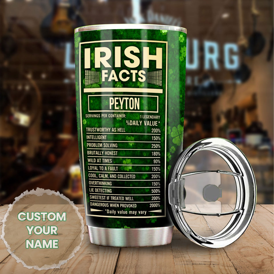 Camellia Persionalized Irish Facts Irish Stainless Steel Tumbler - Customized Double - Walled Insulation Travel Thermal Cup With Lid