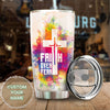 Camellia Personalized The Cross Faith Over Fear Stainless Steel Tumbler-Double-Walled Travel Therma Cup With Lid