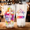 Camellia Personalized The Cross Faith Over Fear Stainless Steel Tumbler-Double-Walled Travel Therma Cup With Lid
