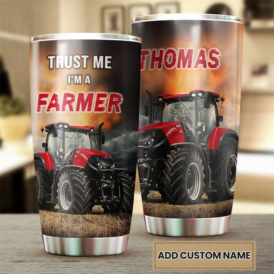 Camellia Personalized Trust Me I Am A Farmer Stainless Steel Tumbler - Customized Double-Walled Insulation Travel Thermal Cup With Lid