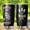 Camellia Personalized Born To Play Darts Black Stainless Steel Tumbler-Double-Walled Insulation Gift For Darts Player