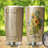Camellia Personalized Sunflowers Bible Emergency Numbers Stainless Steel Tumbler - Customized Double-Walled Insulation Travel Thermal Cup With Lid Gift For Christian