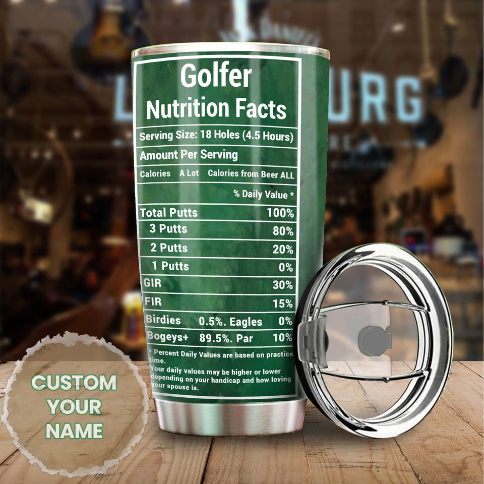 Camellia Personalized Golfer Nutrition Facts Stainless Steel Tumbler-Double-Walled Travel Therma Cup With Lid Gift For Golf Player 01