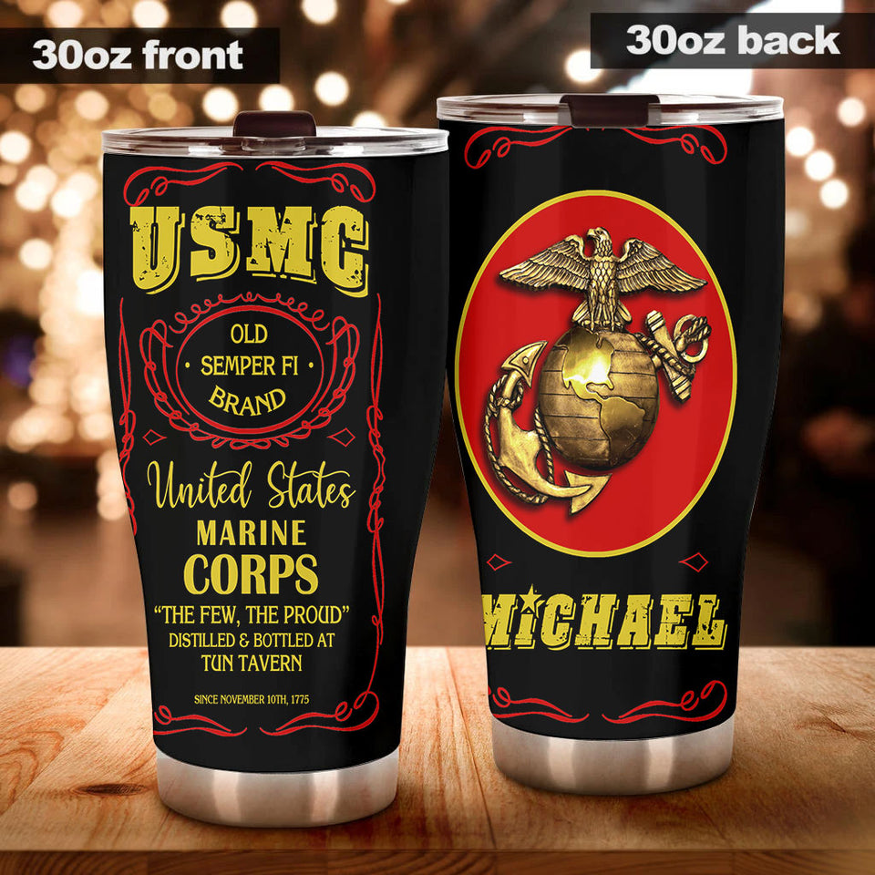 Camellia Personalized United States Marine Corps Stainless Steel Tumbler-Sweat-Proof Double Wall Travel Cup With Lid 02