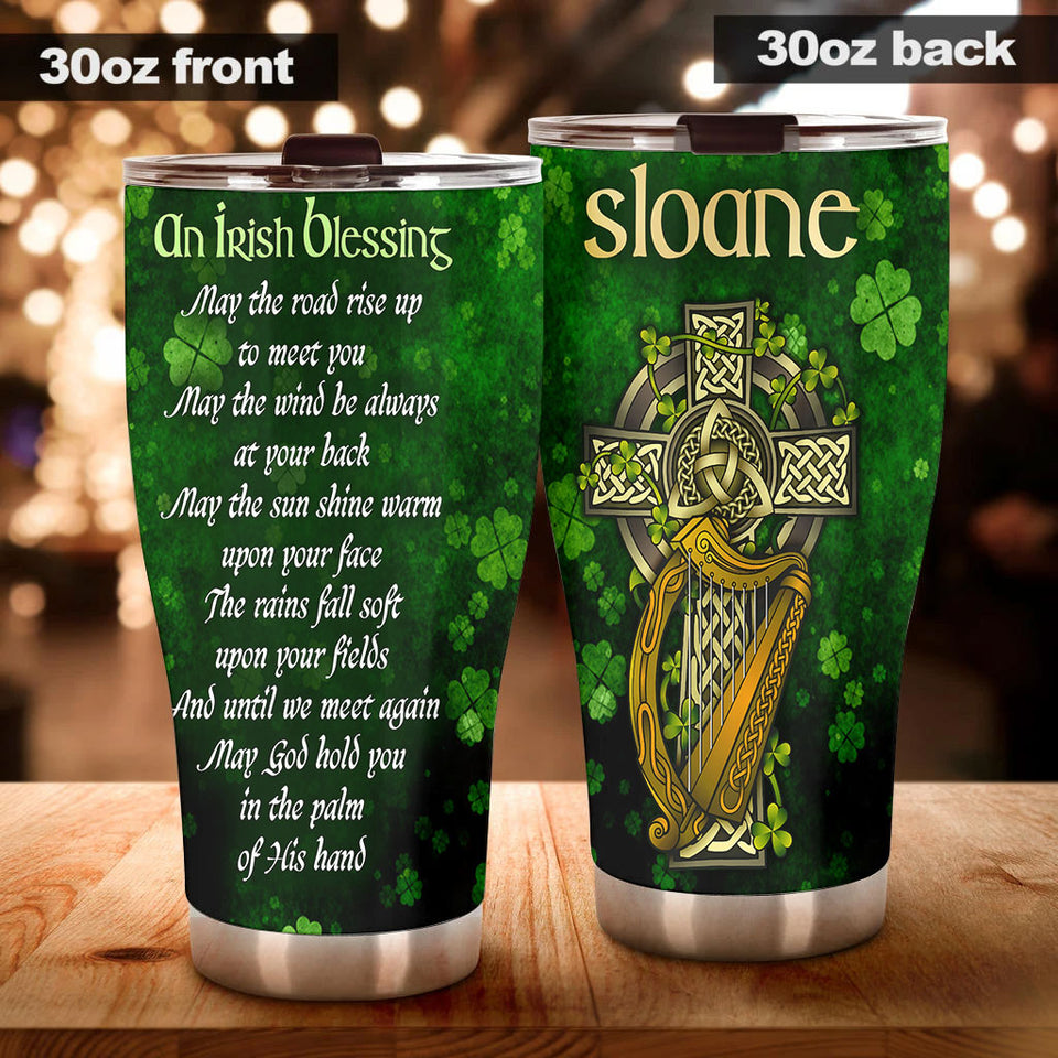 Camellia Personalized An Irish Blessing May God Hold You In The Palm Of His Hand Stainless Steel Tumbler - Customized Double-Walled Insulation Travel Thermal Cup With Lid