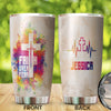Camellia Personalized The Cross Faith Over Fear Stainless Steel Tumbler-Double-Walled Travel Therma Cup With Lid