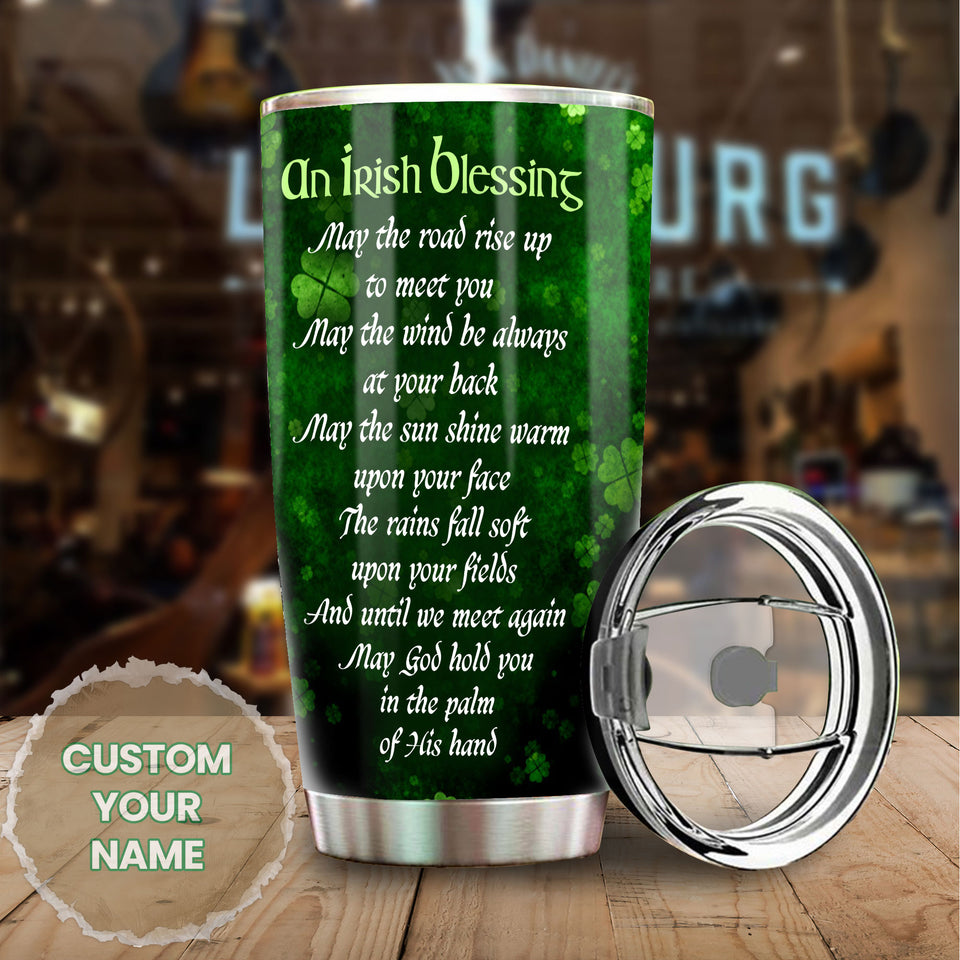 Camellia Personalized An Irish Blessing May God Hold You In The Palm Of His Hand Stainless Steel Tumbler - Customized Double-Walled Insulation Travel Thermal Cup With Lid