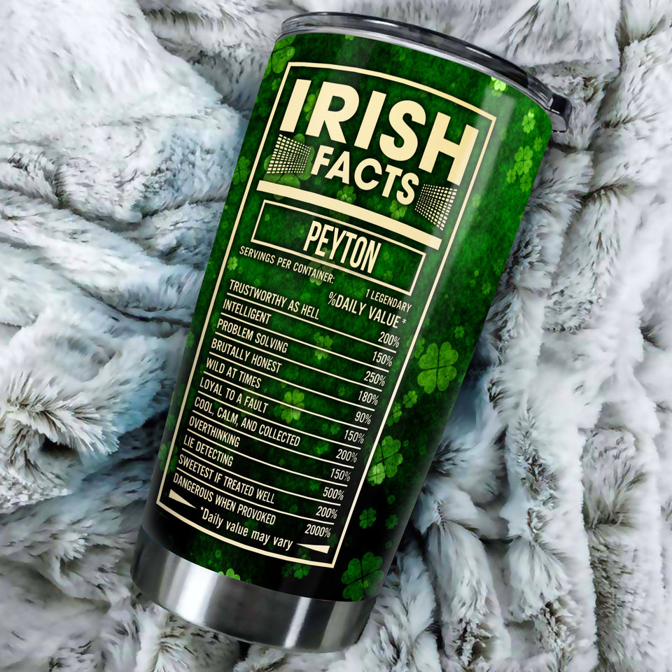 Camellia Persionalized Irish Facts Irish Stainless Steel Tumbler - Customized Double - Walled Insulation Travel Thermal Cup With Lid