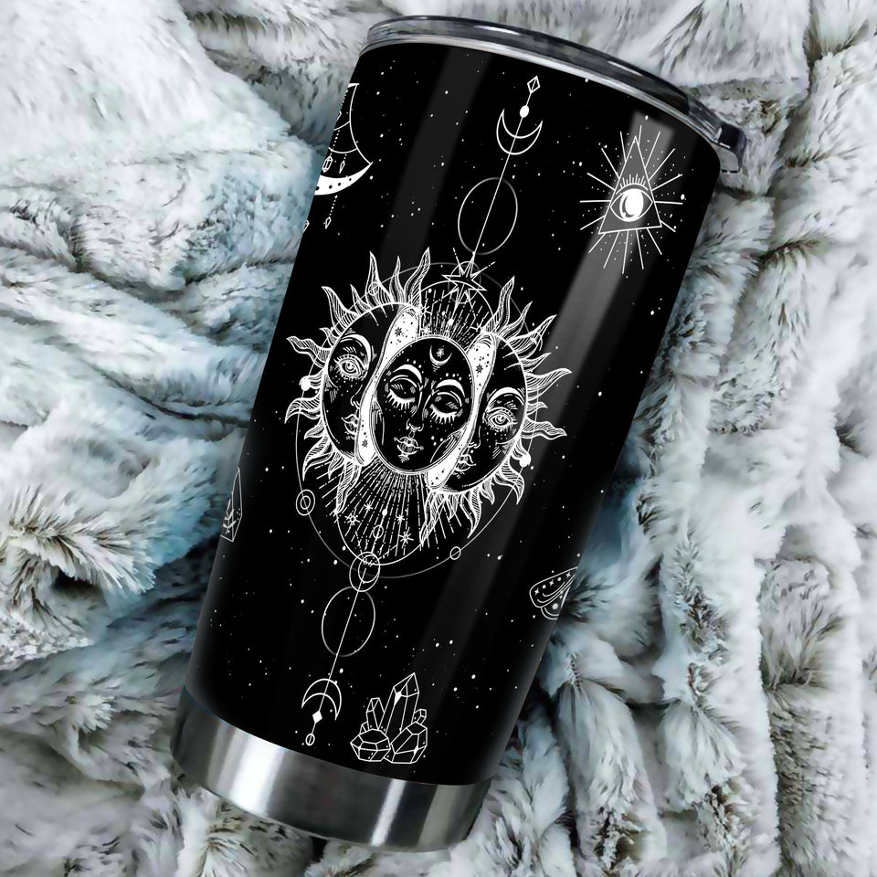 Camellia Personalized Hippie Astronomy Silver Style Stainless Steel Tumbler-Double-Walled Travel Therma Cup With Lid
