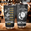 Camellia Personalized Marine Corps Never Quit Stainless Steel Tumbler-Sweat-Proof Double Wall Travel Cup With Lid
