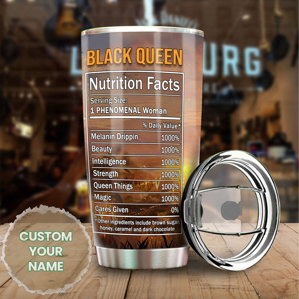 Camellia Personalized Black Women Stainless Steel Tumbler - Double-Walled Insulation Vacumm Flask - Gift For Black Queen, International Women's Day, Hippie Girls 14