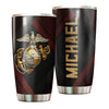 Camellia Personalized Marine Corps Mental Style Stainless Steel Tumbler-Sweat-Proof Double Wall Travel Cup With Lid