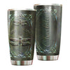 Camellia Personalized Dark Dragonfly Stainless Steel Tumbler - Customized Double-Walled Insulation Travel Thermal Cup With Lid Gift For Dragonfly Lover