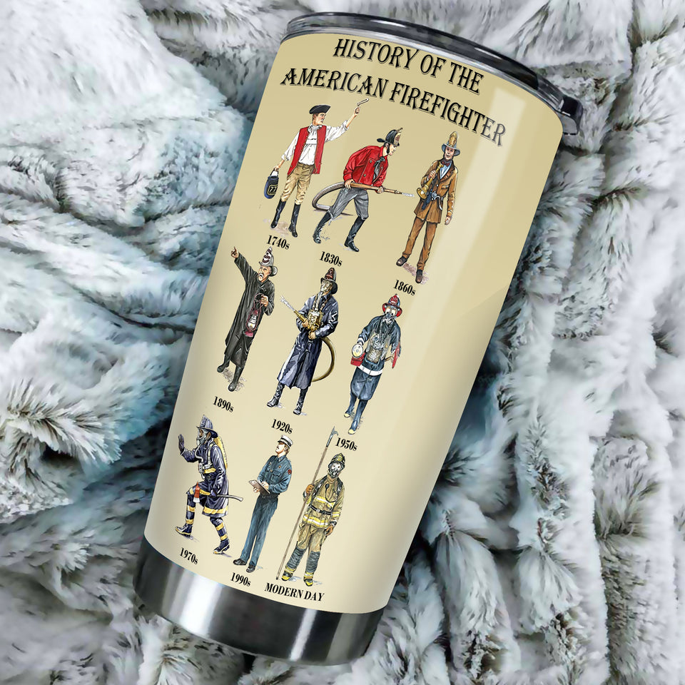Camellia Personalized History Of American Firefighter  Stainless Steel Tumbler-Double-Walled Insulation Gift For American Firefighter American Fireman