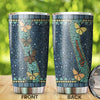 Camellia Personalized Butterfly Mosaic Art Stainless Steel Tumbler - Double-Walled Insulation Vacumm Flask - For Thanksgiving, Memorial Day, Christians, Christmas Gift