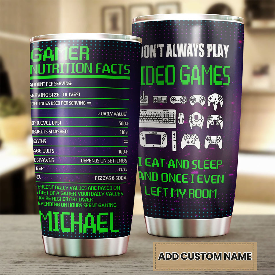 Camellia Personalized Gamer Nutrition Facts  Stainless Steel Tumbler-Thermal Flask Travel Therma Cup With Lid Gift For Gamer 01