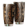 Camellia Personalized Aztec Skull Brone Style Stainless Steel Tumbler - Double-Walled Insulation Vacumm Flask - Gift For Halloween, Spooky Season