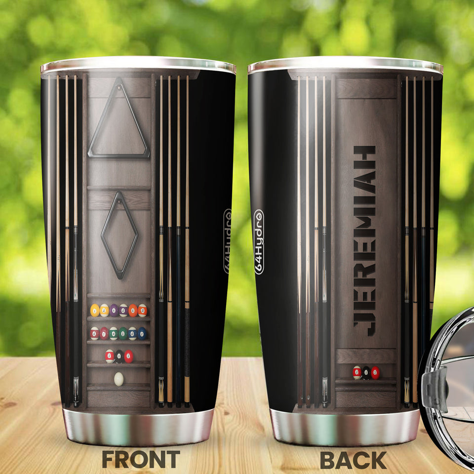 Camellia Personalized Pool Table Billiard Stainless Steel Tumbler-Double-Walled Insulated Gift For Golf Player 02