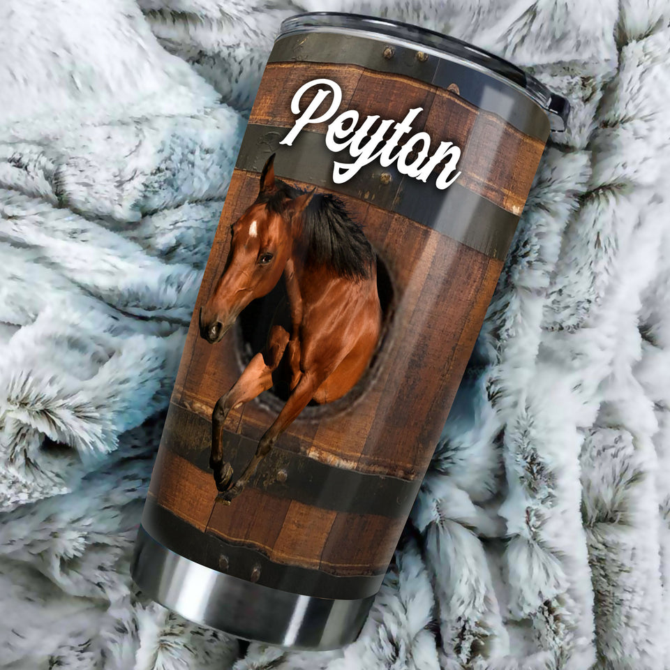 Camellia Personalized Horse Stainless Steel Tumbler - Double-Walled Insulation Vacumm Flask - Gift For Horse Lovers, Cowgirls, Cowboys, Perfect Christmas, Thanksgiving Gift 05