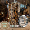 Camellia Personalized Aztec Skull Brone Style Stainless Steel Tumbler - Double-Walled Insulation Vacumm Flask - Gift For Halloween, Spooky Season