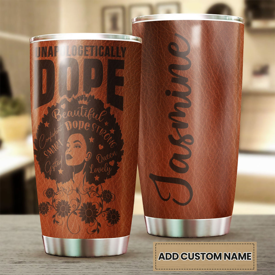 Camellia Personalized Black Queen Unapologetically Dope Stainless Steel Tumbler - Customized Double-Walled Insulation Travel Thermal Cup With Lid