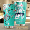 Camellia Personalized Nurse This Per Hero Wears Scrubs Stainless Steel Tumbler - Double-Walled Insulation Vacumm Flask - Gift For Nurse, Christmas Gift, International Nurses Day