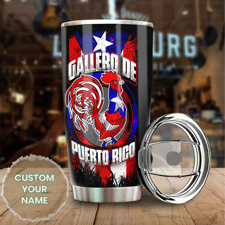 Camellia Personalized Chicken Gallero De Puerto Rigo Its In My DNA Stainless Steel Tumbler - Customized Double-Walled Insulation Travel Thermal Cup With Lid