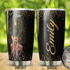 Camellia Personalized Black Women Stainless Steel Tumbler - Double-Walled Insulation Vacumm Flask - Gift For Black Queen, International Women's Day, Hippie Girls 16