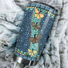 Camellia Personalized Butterfly Mosaic Art Stainless Steel Tumbler - Double-Walled Insulation Vacumm Flask - For Thanksgiving, Memorial Day, Christians, Christmas Gift