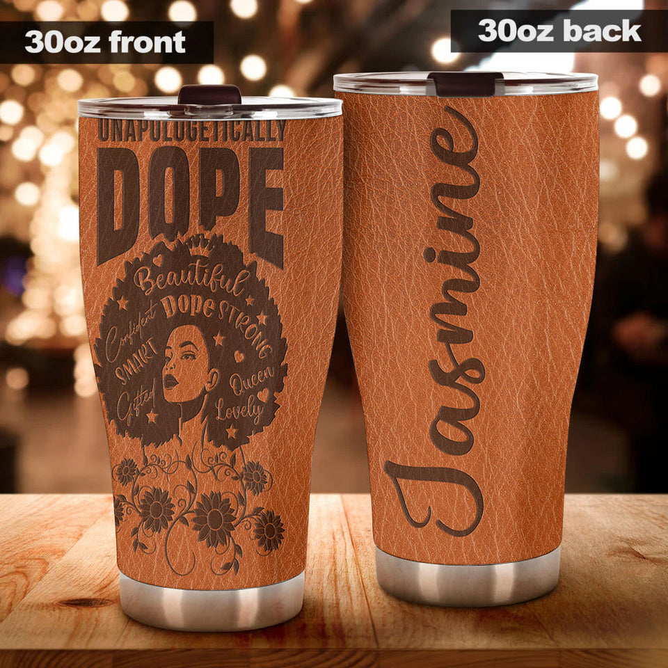 Camellia Personalized Black Queen Unapologetically Dope Stainless Steel Tumbler - Customized Double-Walled Insulation Travel Thermal Cup With Lid