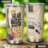 Camellia Personalized 3D Guitar You Hear The Music But You Feel The Bass Stainless Steel Tumbler - Customized Double-Walled Insulation Travel Thermal Cup With Lid Gift For Guitarist
