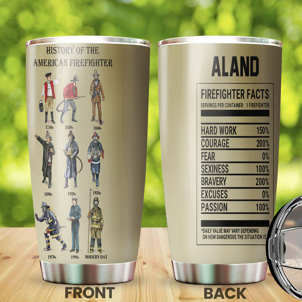 Camellia Personalized History Of American Firefighter  Stainless Steel Tumbler-Double-Walled Insulation Gift For American Firefighter American Fireman
