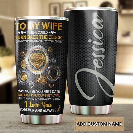 Camellia Personalized Loving Letter From Husband To wife Stainless Steel Tumbler-Sweat-Proof Double Wall Cup With Lid Gift For Anniversary Valentine's Day