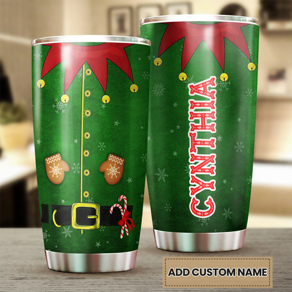 Camellia Personalized Christmas Clothes Stainless Steel Tumbler - Customized Double-Walled Insulation Travel Thermal Cup With Lid