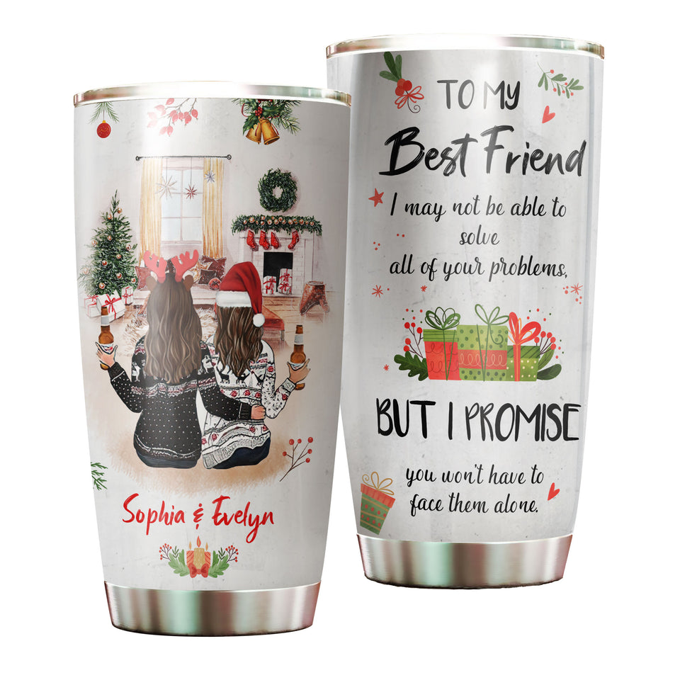 Camellia Personalized Best Friend In Christmas Stainless Steel Tumbler - Double-Walled Insulation Vacumm Flask - Gift For Christmas, Thanksgiving
