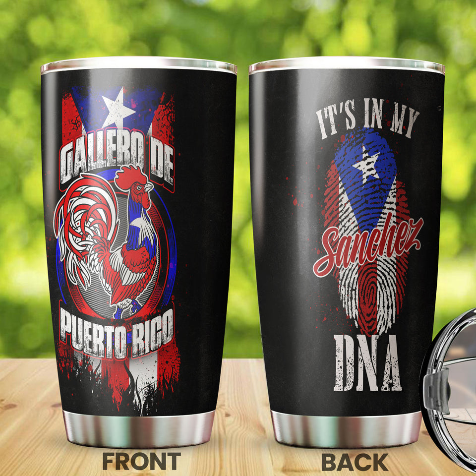 Camellia Personalized Chicken Gallero De Puerto Rigo Its In My DNA Stainless Steel Tumbler - Customized Double-Walled Insulation Travel Thermal Cup With Lid