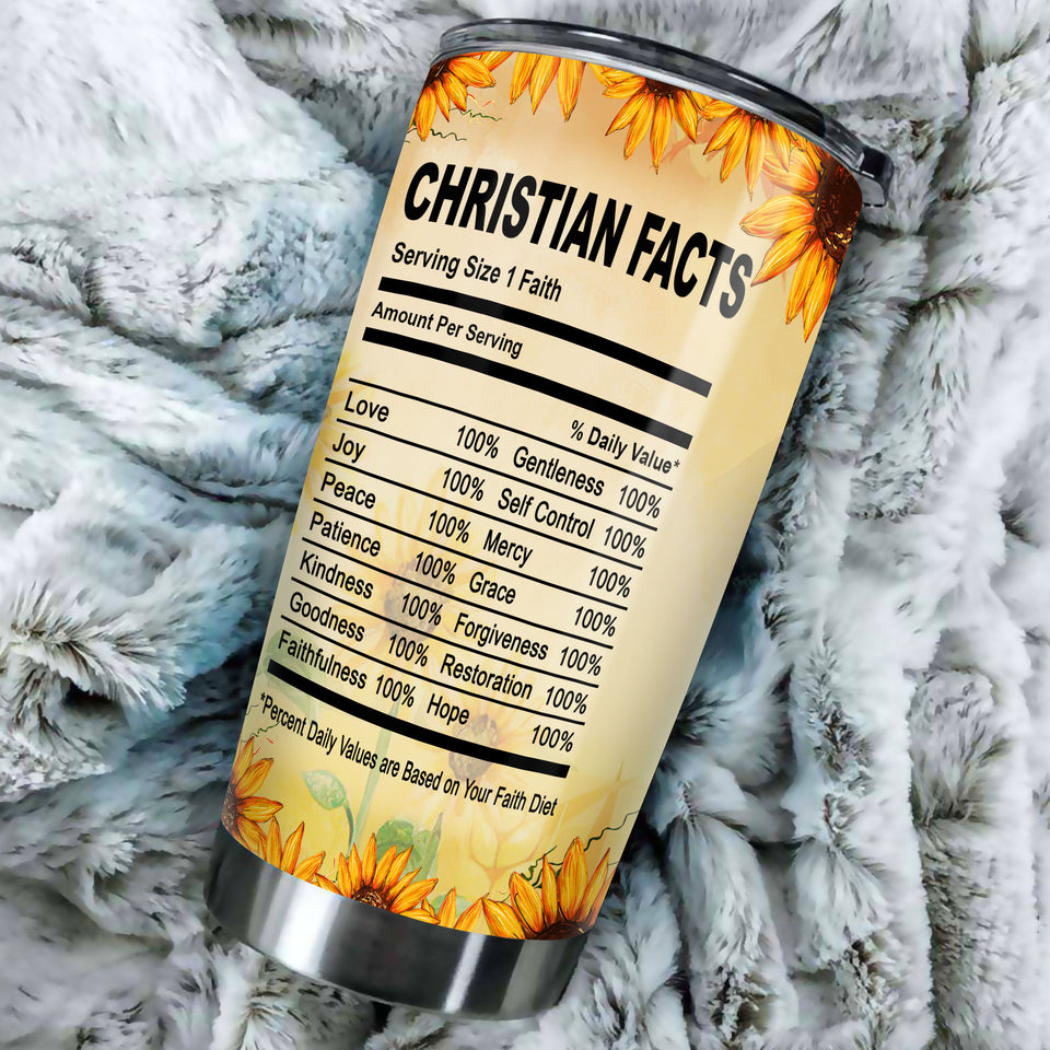 Camellia Personalized Christian Facts Stainless Steel Tumbler - Customized Double-Walled Insulation Travel Thermal Cup With Lid Gift For Christian Black Queen